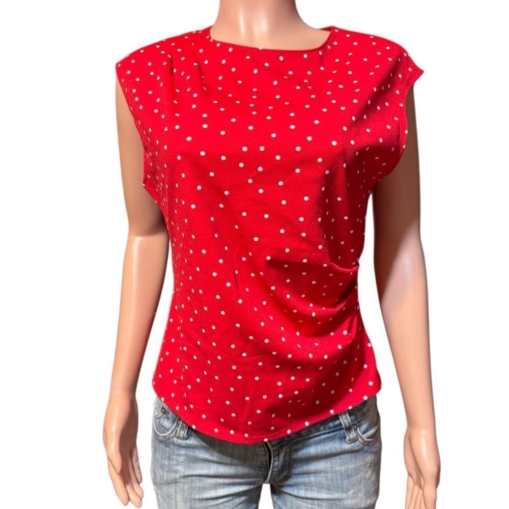 MELLODAY Red and White Polka Dot Blouse